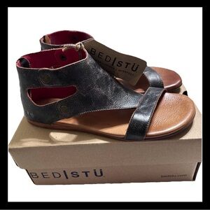 Bed Stu NEW Women's Soto Sandals In Black Lux Distressed Leather Sz.10 Boho